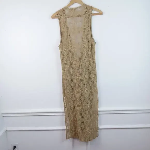 Vintage S M Lace Vest Longline Duster Shabby Chic Boho Hippy Festival Romantic - Picture 9 of 11